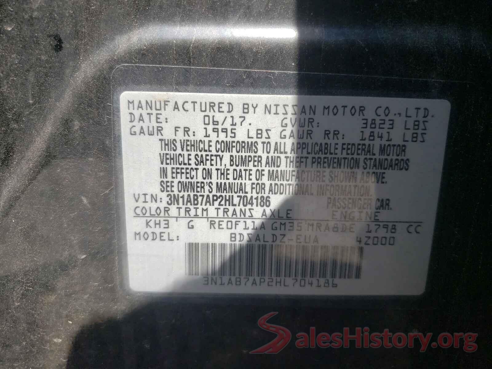 3N1AB7AP2HL704186 2017 NISSAN SENTRA