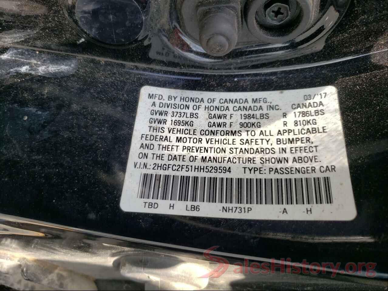 2HGFC2F51HH529594 2017 HONDA CIVIC