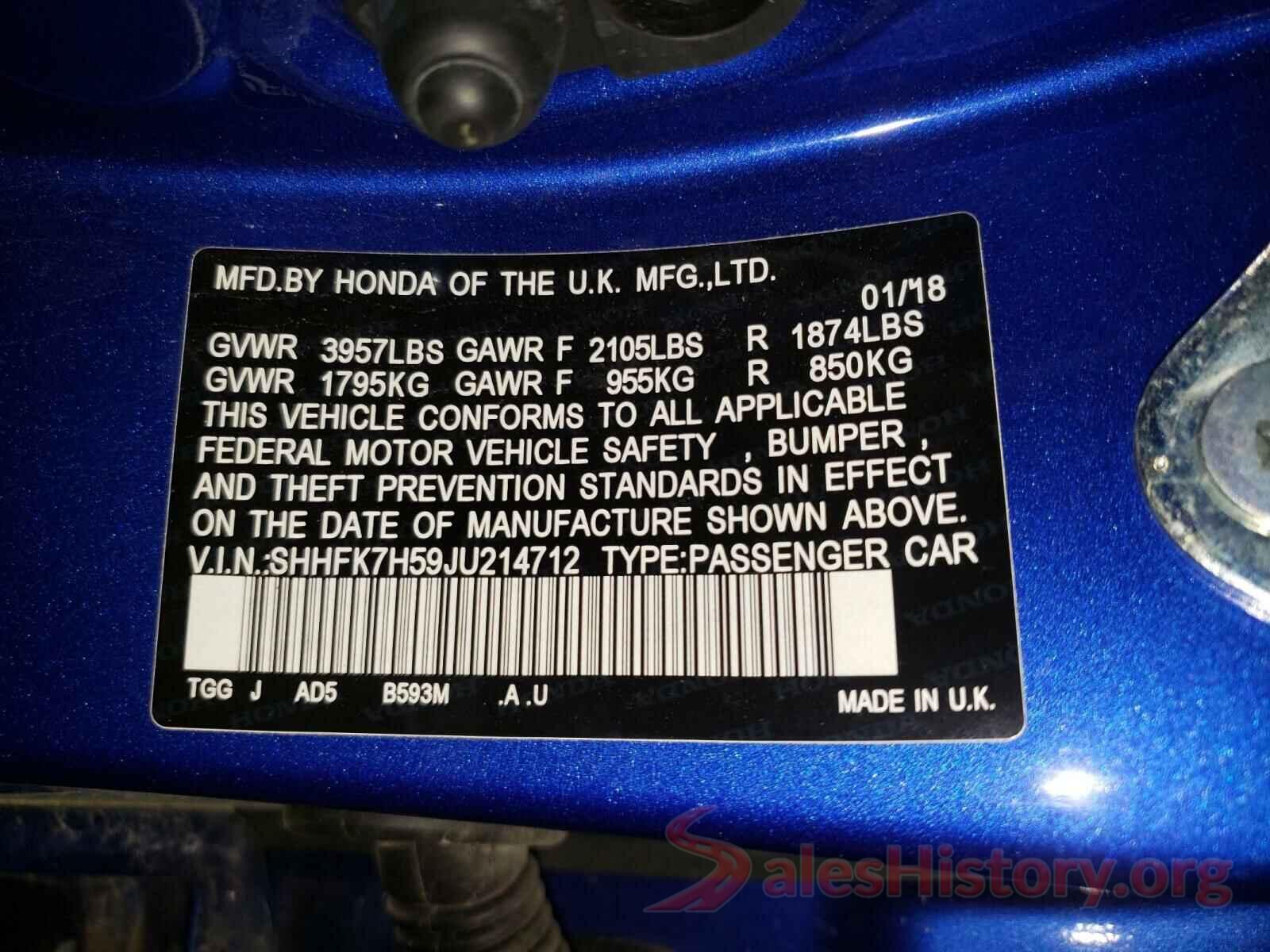 SHHFK7H59JU214712 2018 HONDA CIVIC