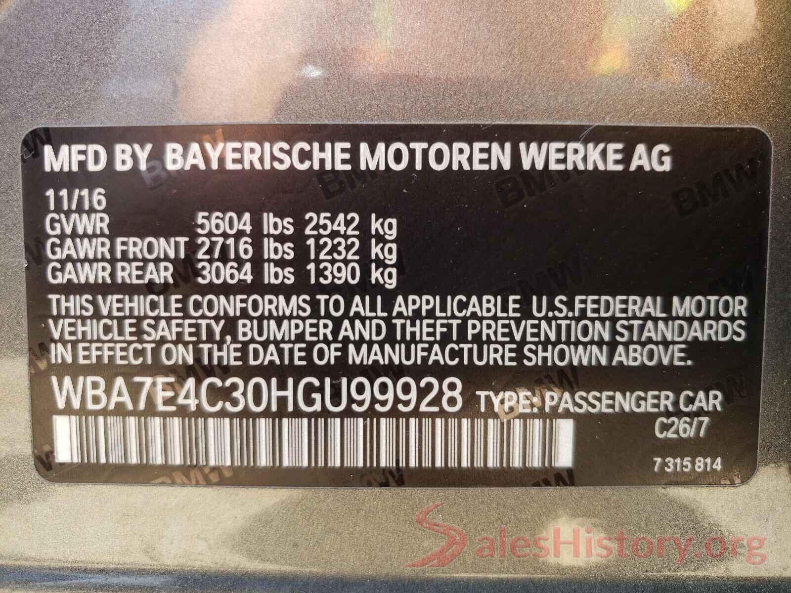 WBA7E4C30HGU99928 2017 BMW 7 SERIES