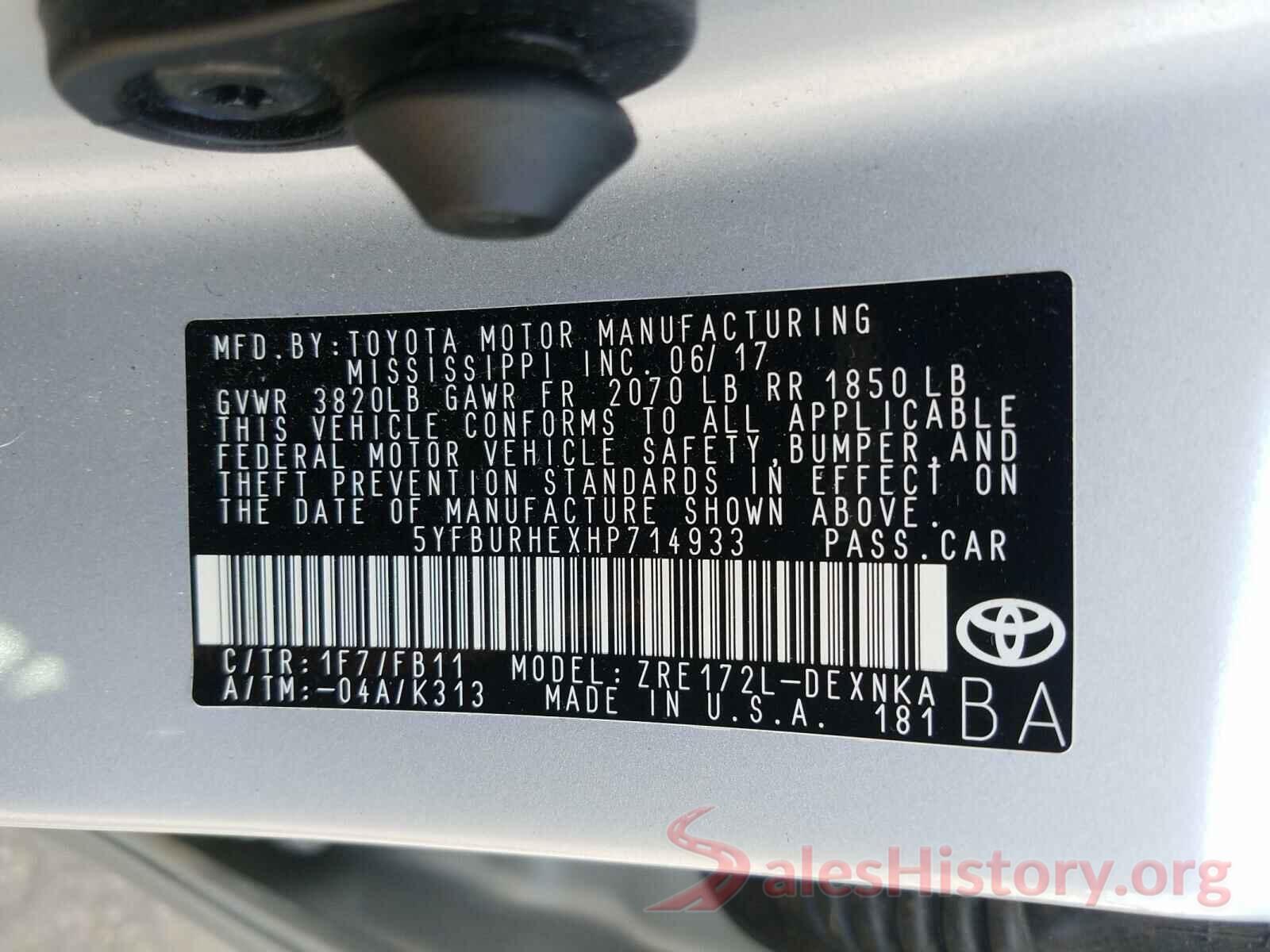 5YFBURHEXHP714933 2017 TOYOTA COROLLA