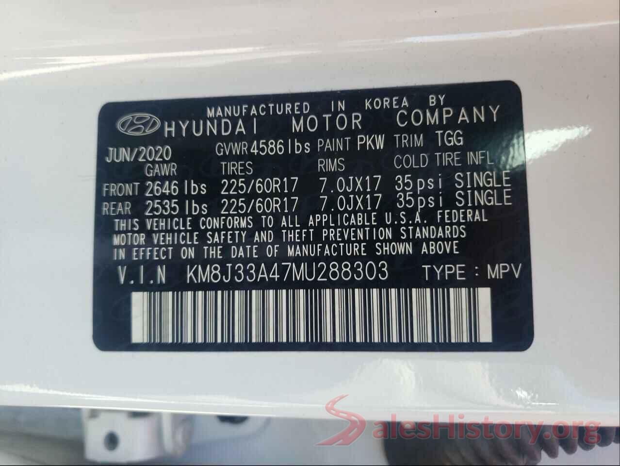 KM8J33A47MU288303 2021 HYUNDAI TUCSON