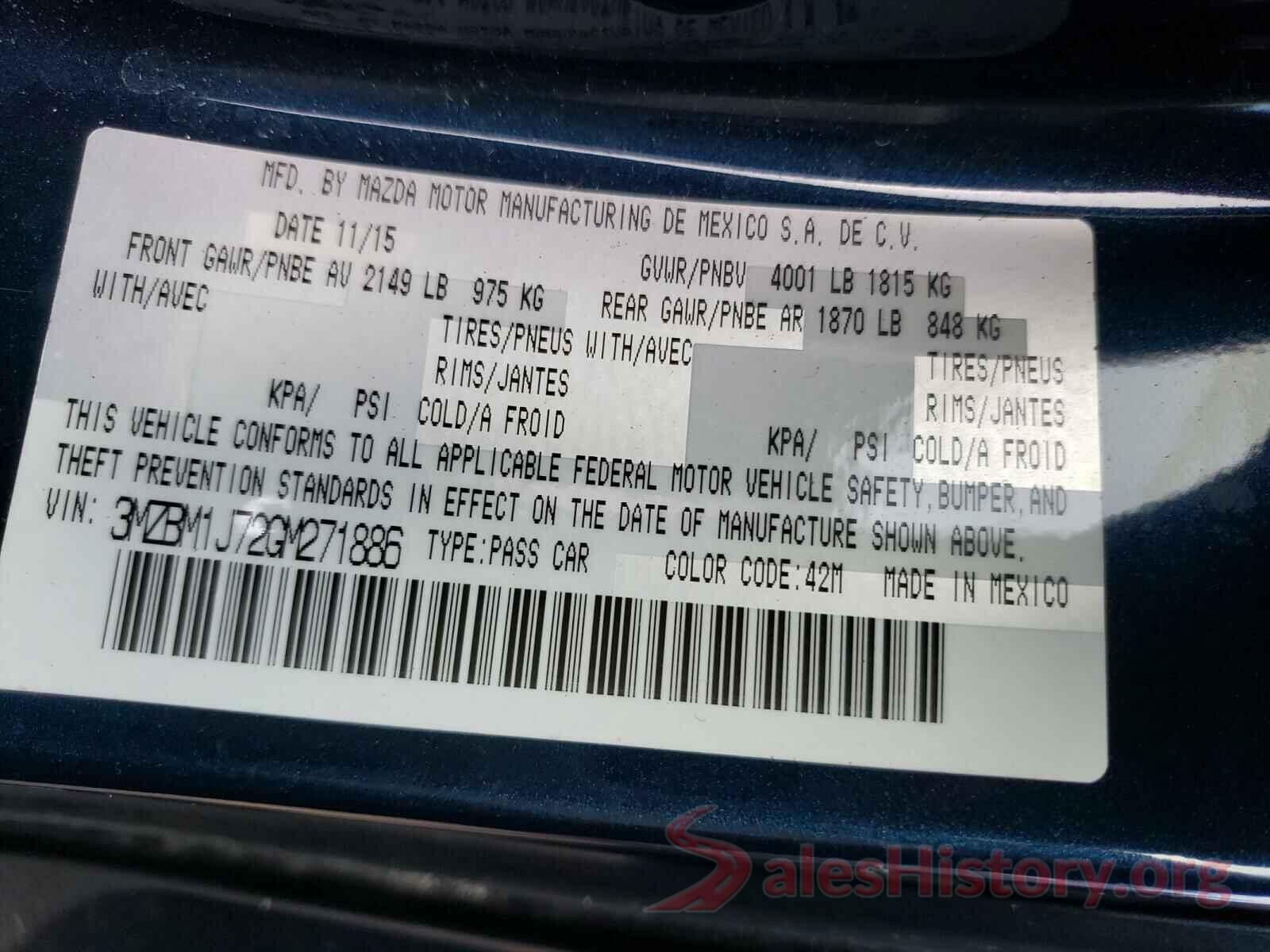 3MZBM1J72GM271886 2016 MAZDA 3