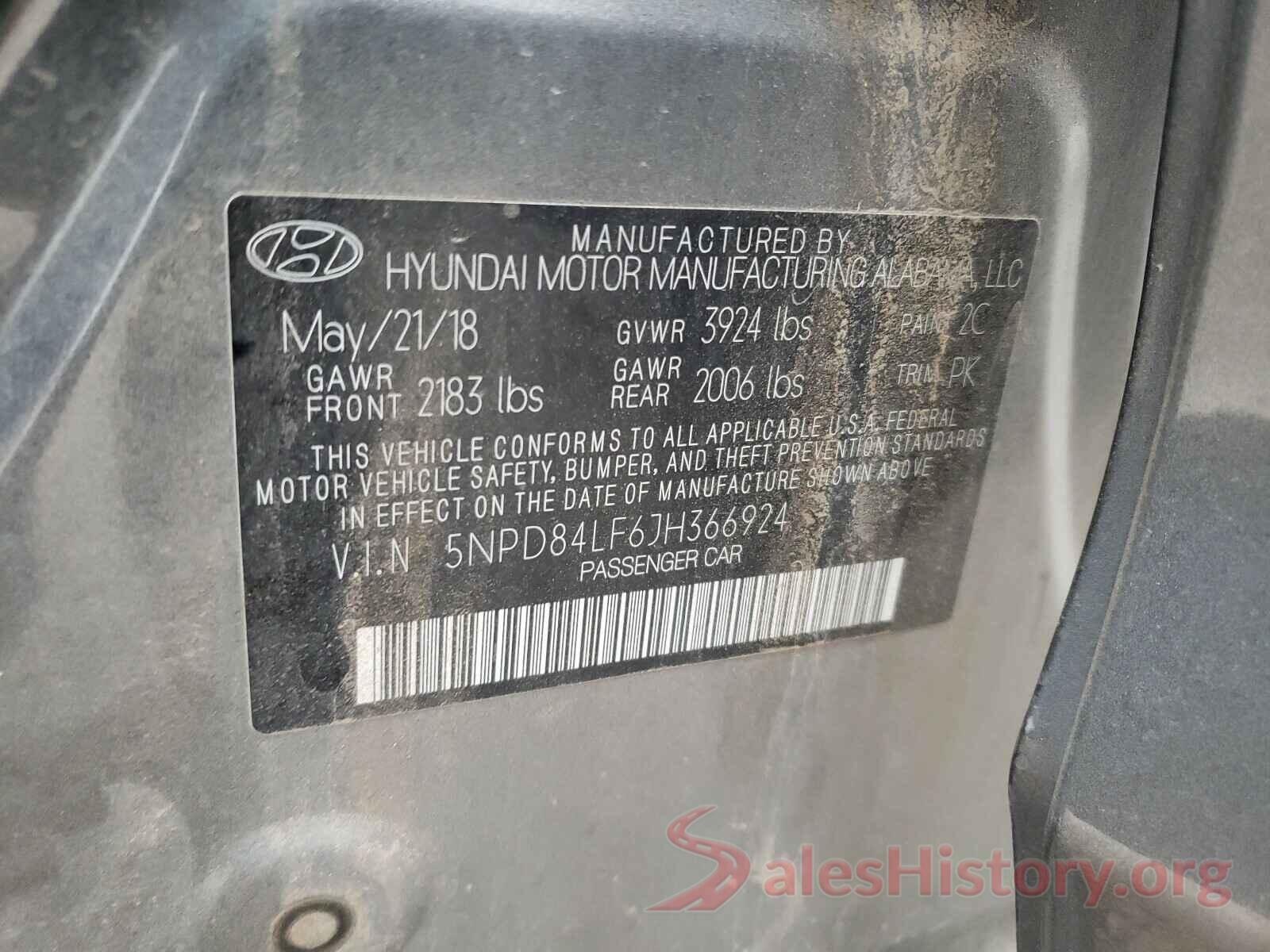 5NPD84LF6JH366924 2018 HYUNDAI ELANTRA