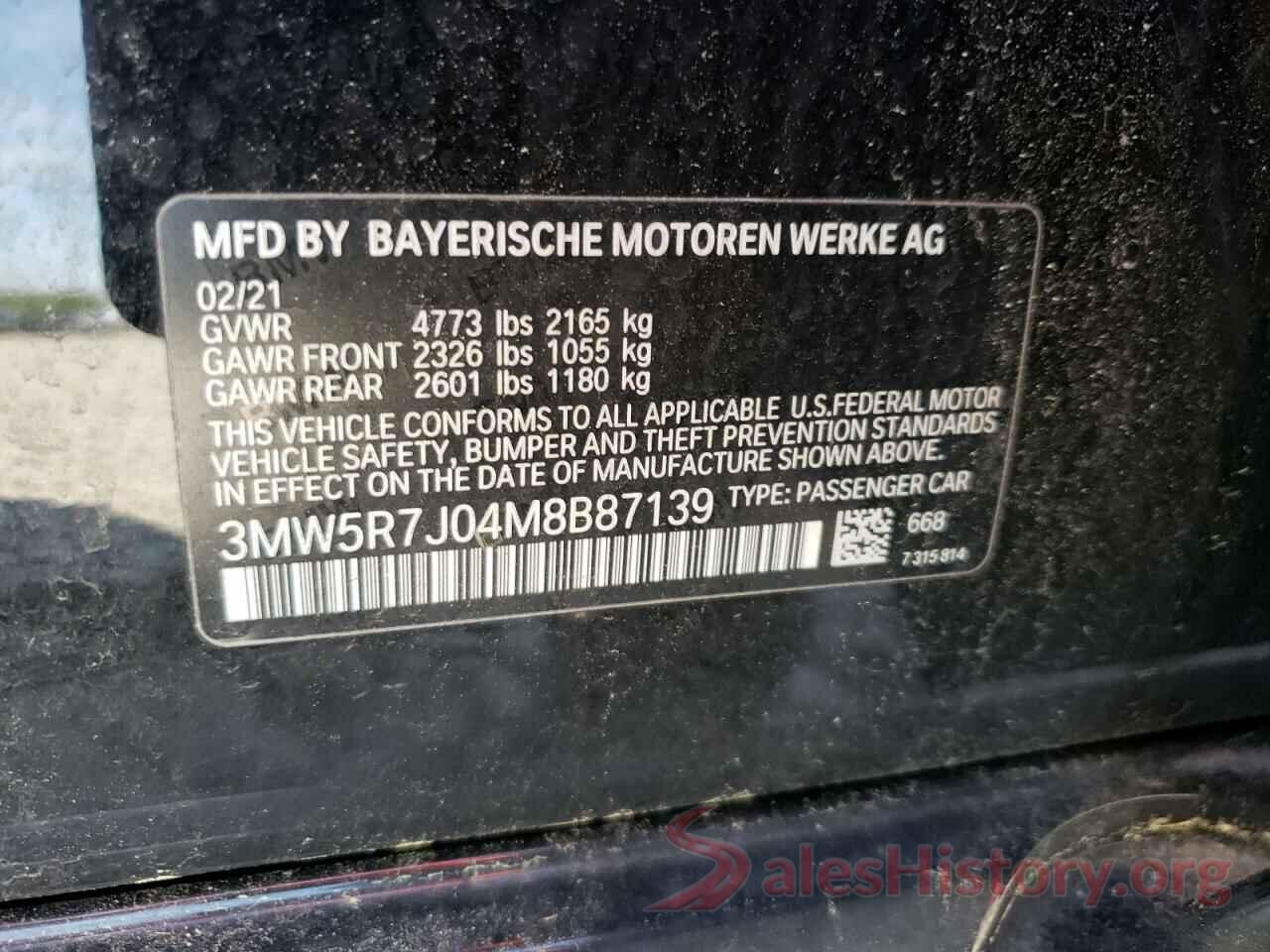 3MW5R7J04M8B87139 2021 BMW 3 SERIES