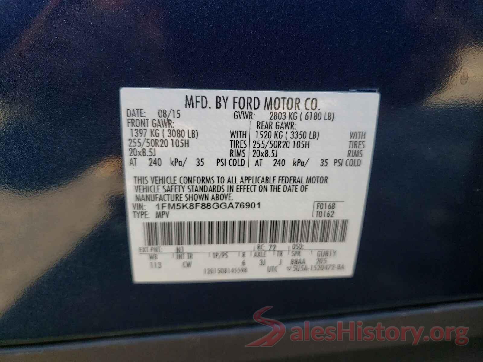 1FM5K8F88GGA76901 2016 FORD EXPLORER