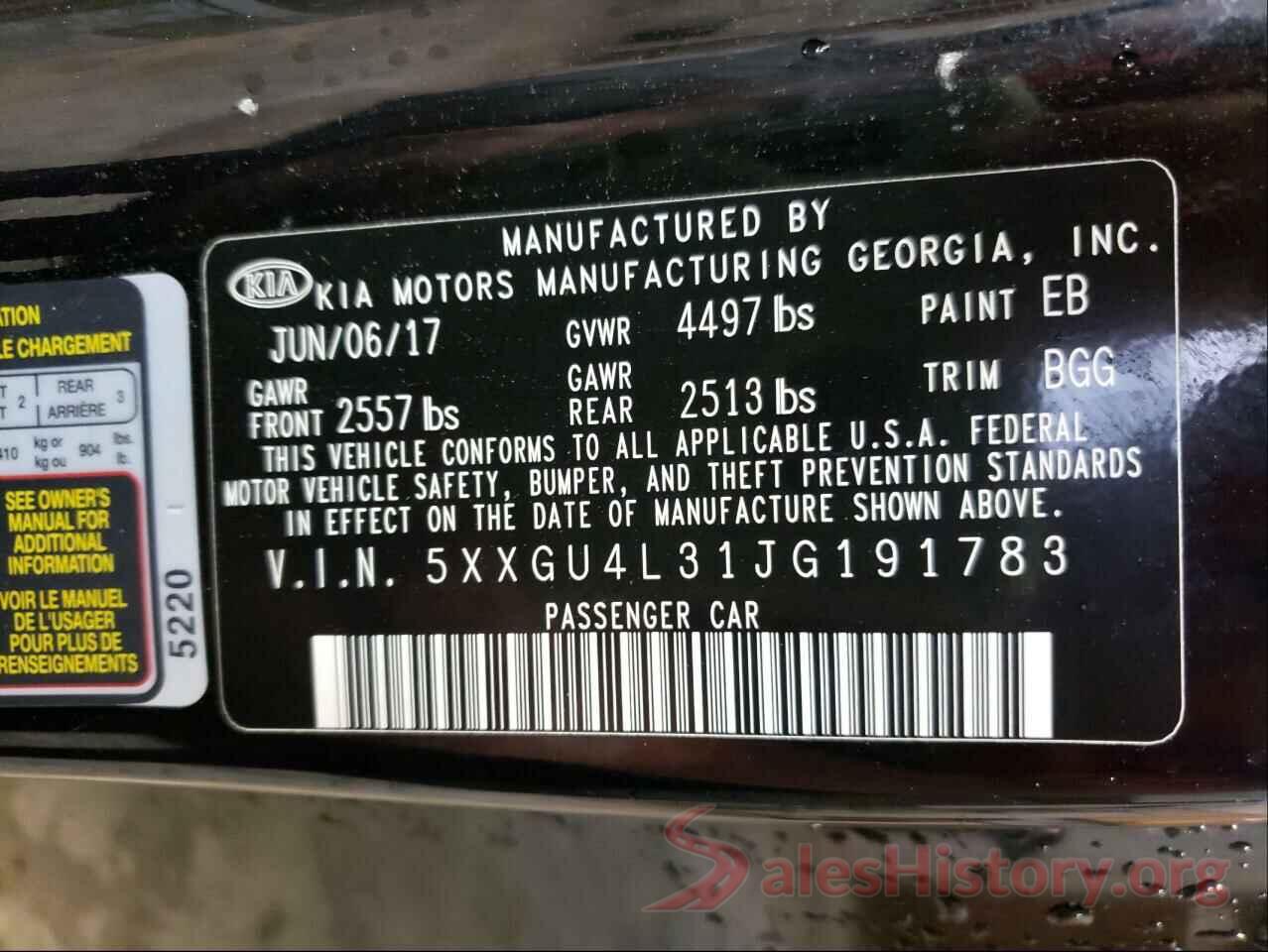 5XXGU4L31JG191783 2018 KIA OPTIMA