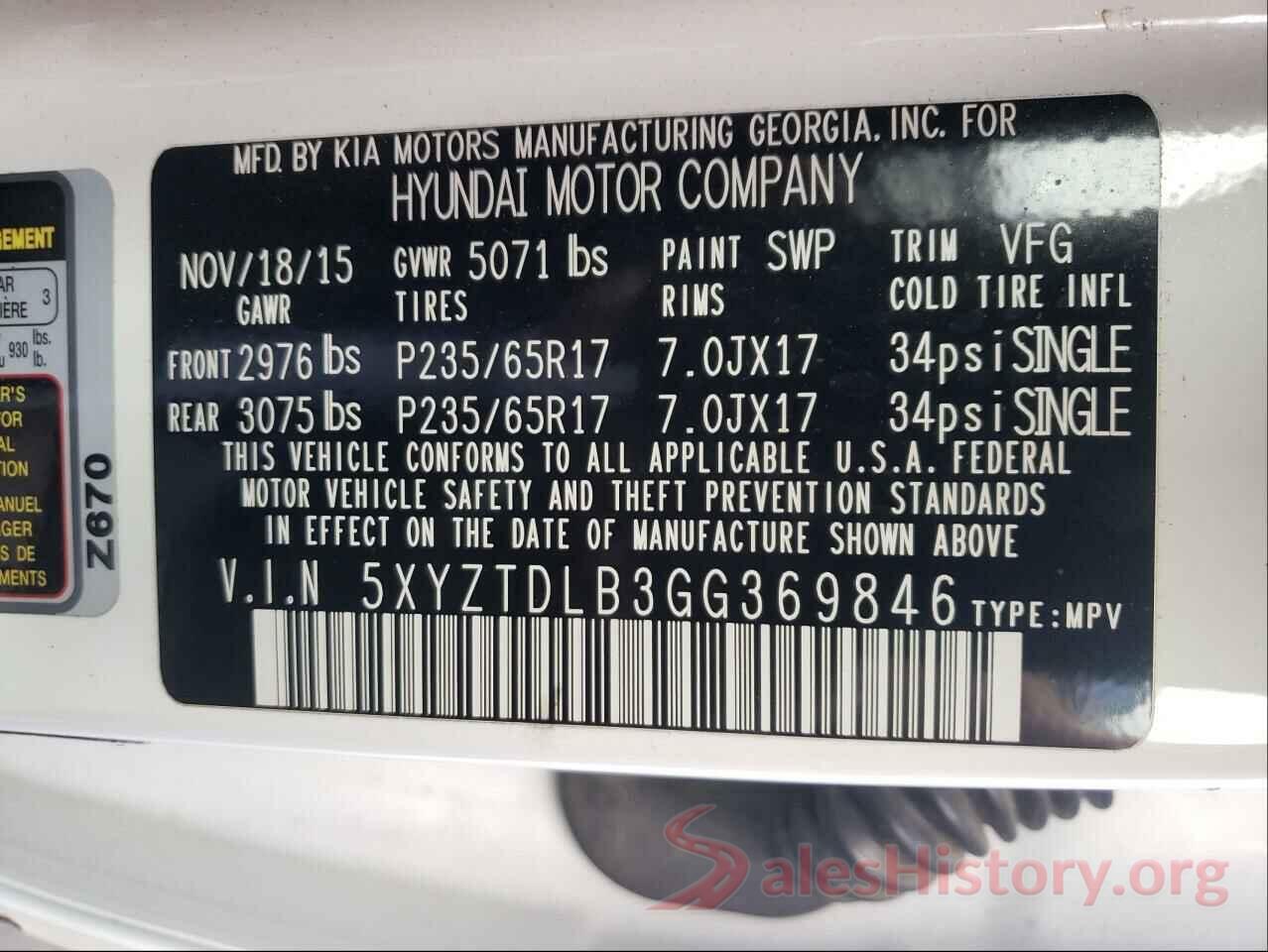 5XYZTDLB3GG369846 2016 HYUNDAI SANTA FE