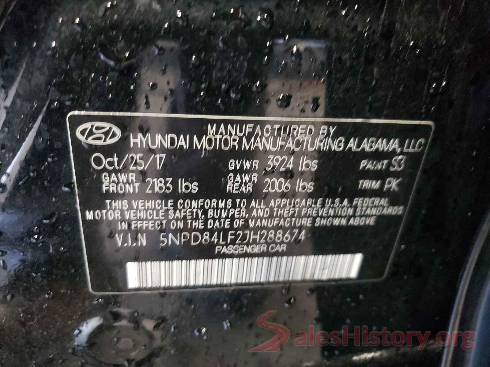 5NPD84LF2JH288674 2018 HYUNDAI ELANTRA