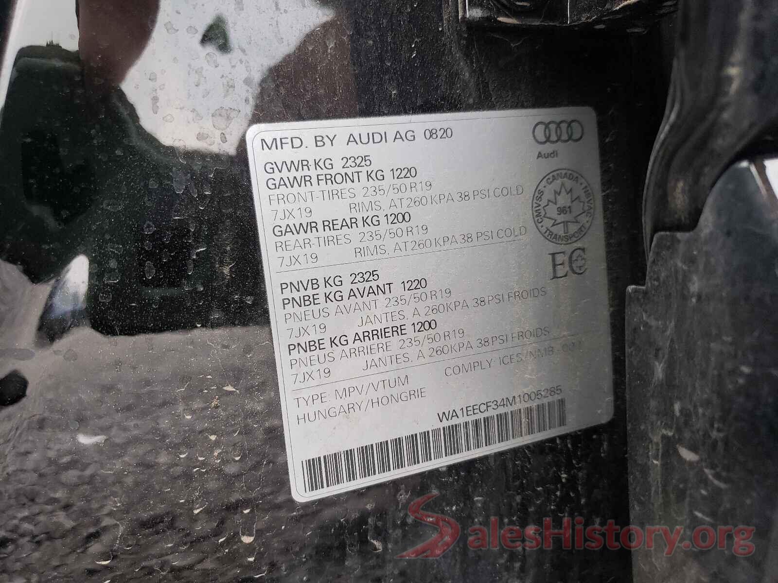 WA1EECF34M1005285 2021 AUDI Q3