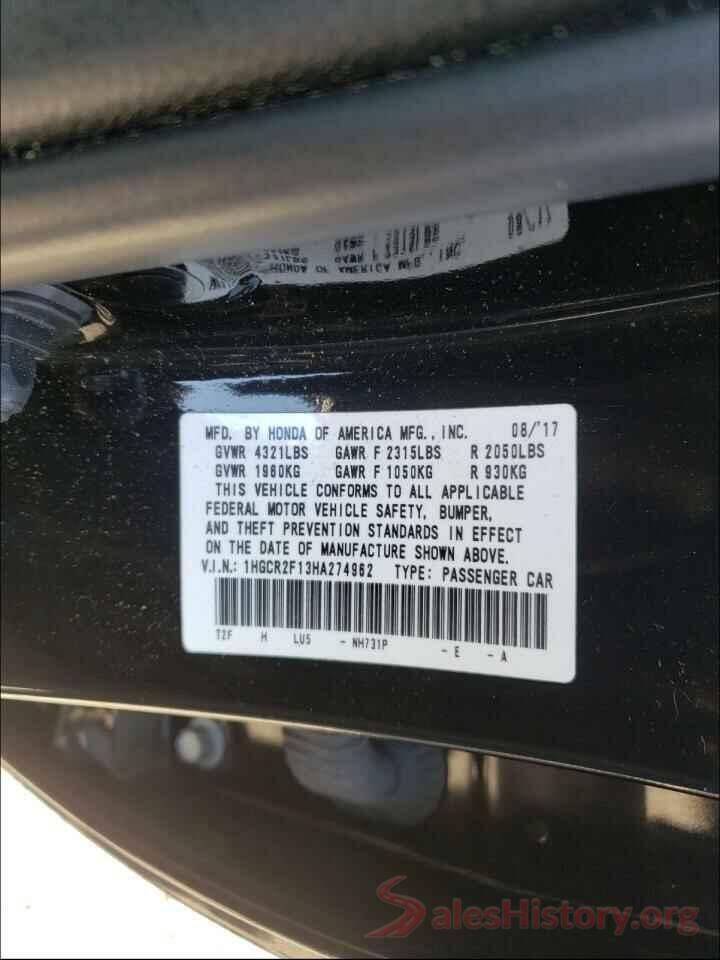 1HGCR2F13HA274962 2017 HONDA ACCORD