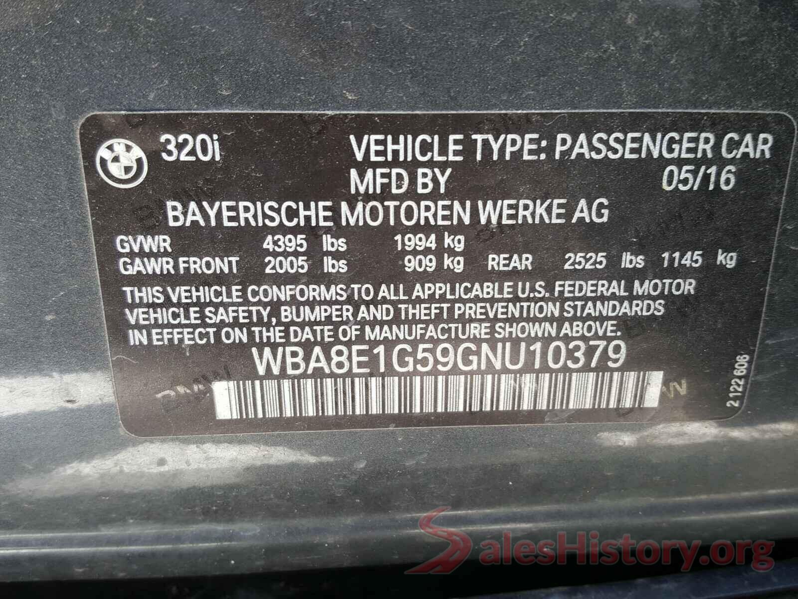 WBA8E1G59GNU10379 2016 BMW 3 SERIES