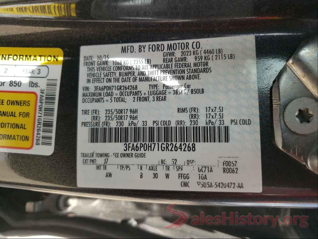 3FA6P0H71GR264268 2016 FORD FUSION