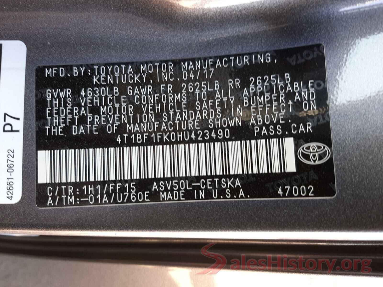 4T1BF1FK0HU423490 2017 TOYOTA CAMRY