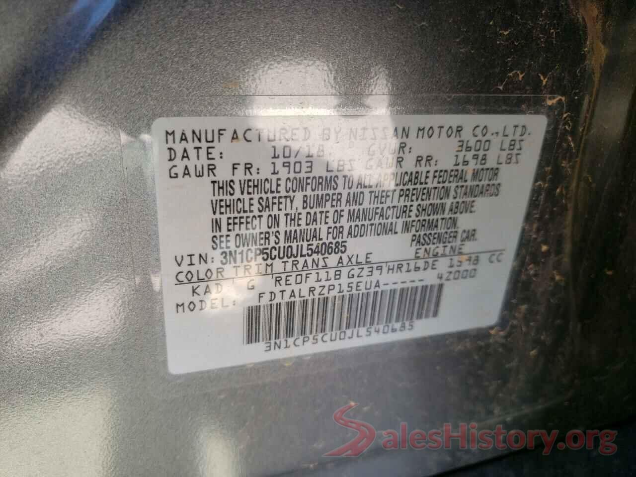 3N1CP5CU0JL540685 2018 NISSAN KICKS