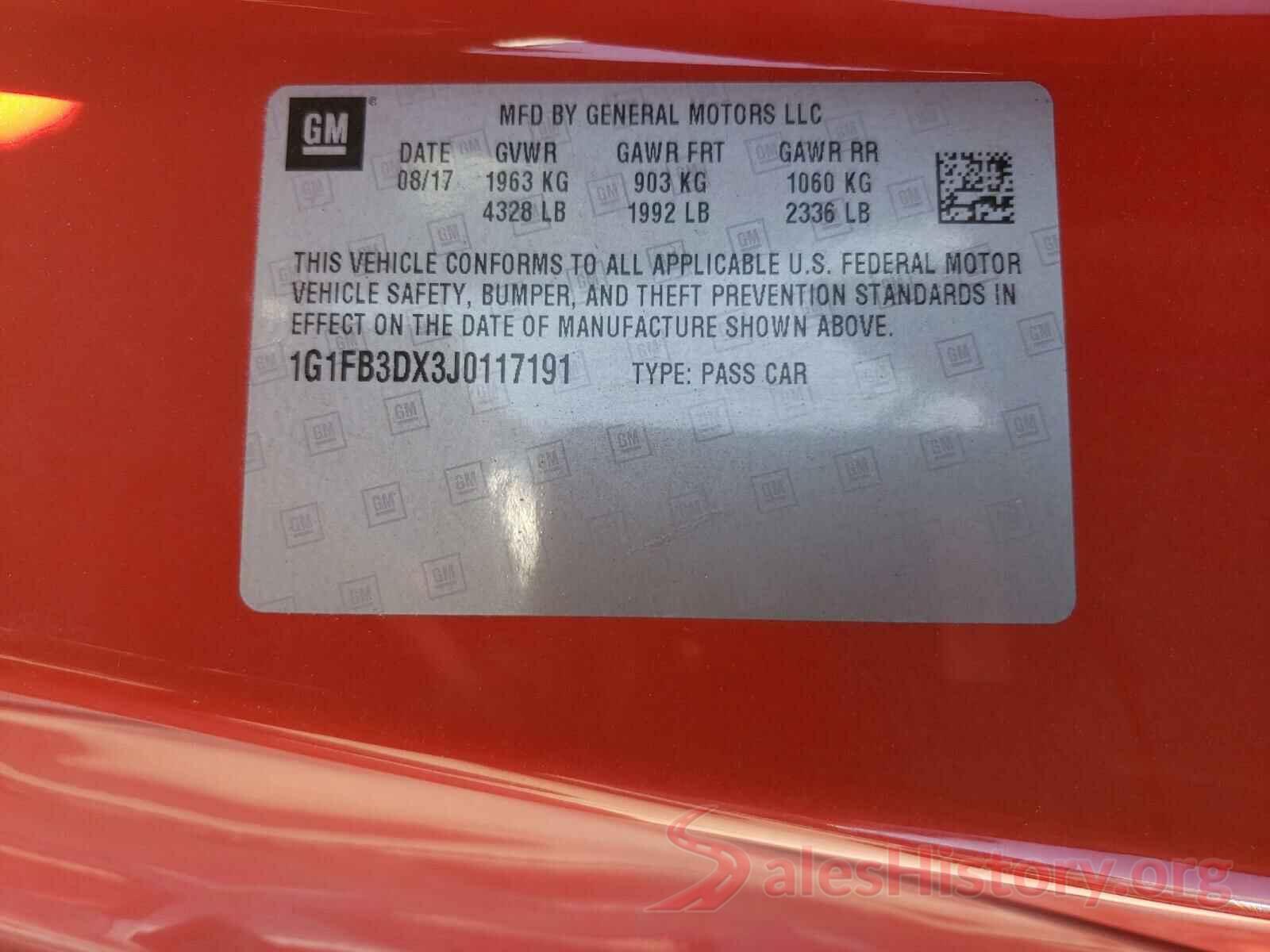 1G1FB3DX3J0117191 2018 CHEVROLET CAMARO