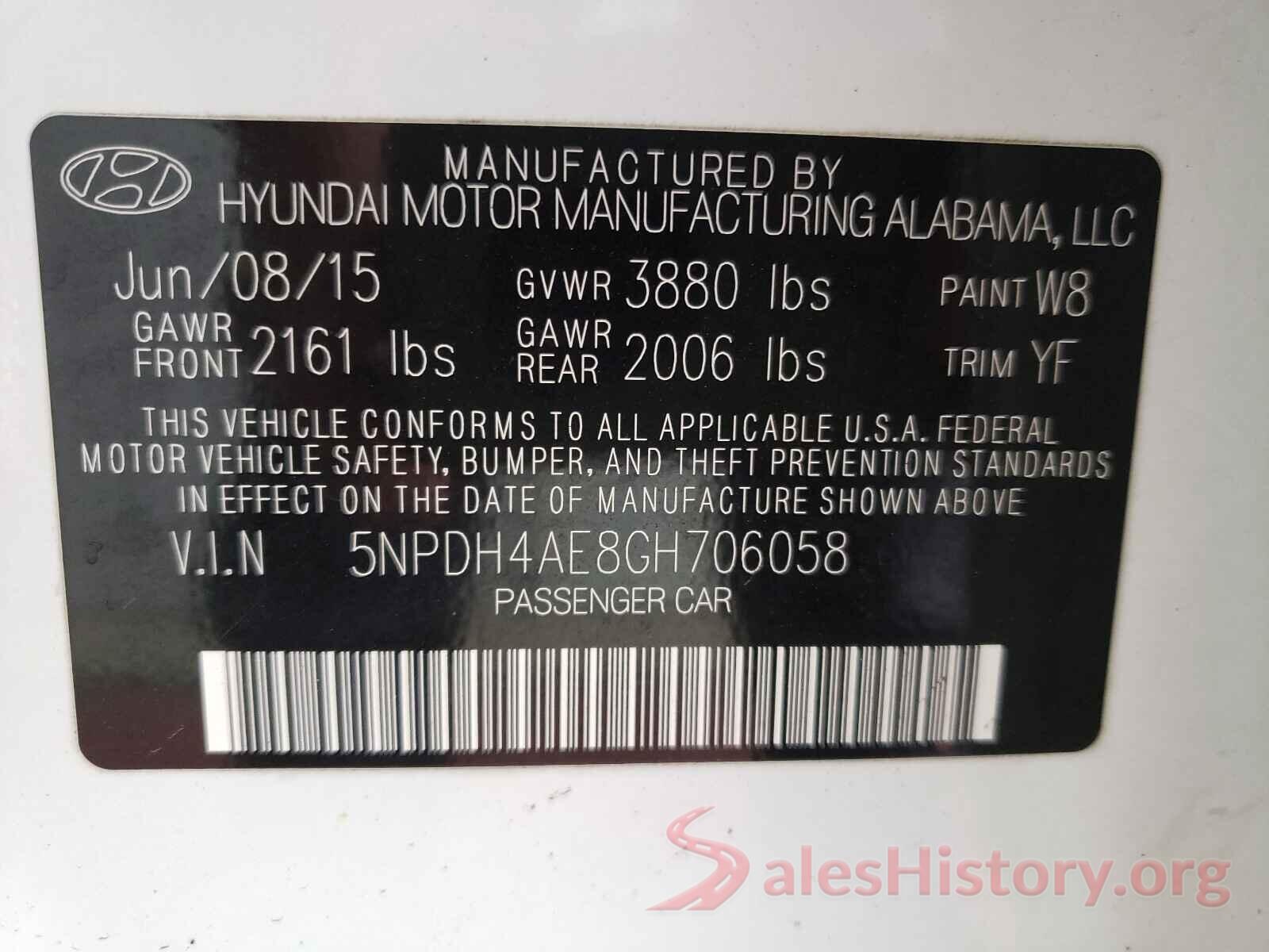 5NPDH4AE8GH706058 2016 HYUNDAI ELANTRA