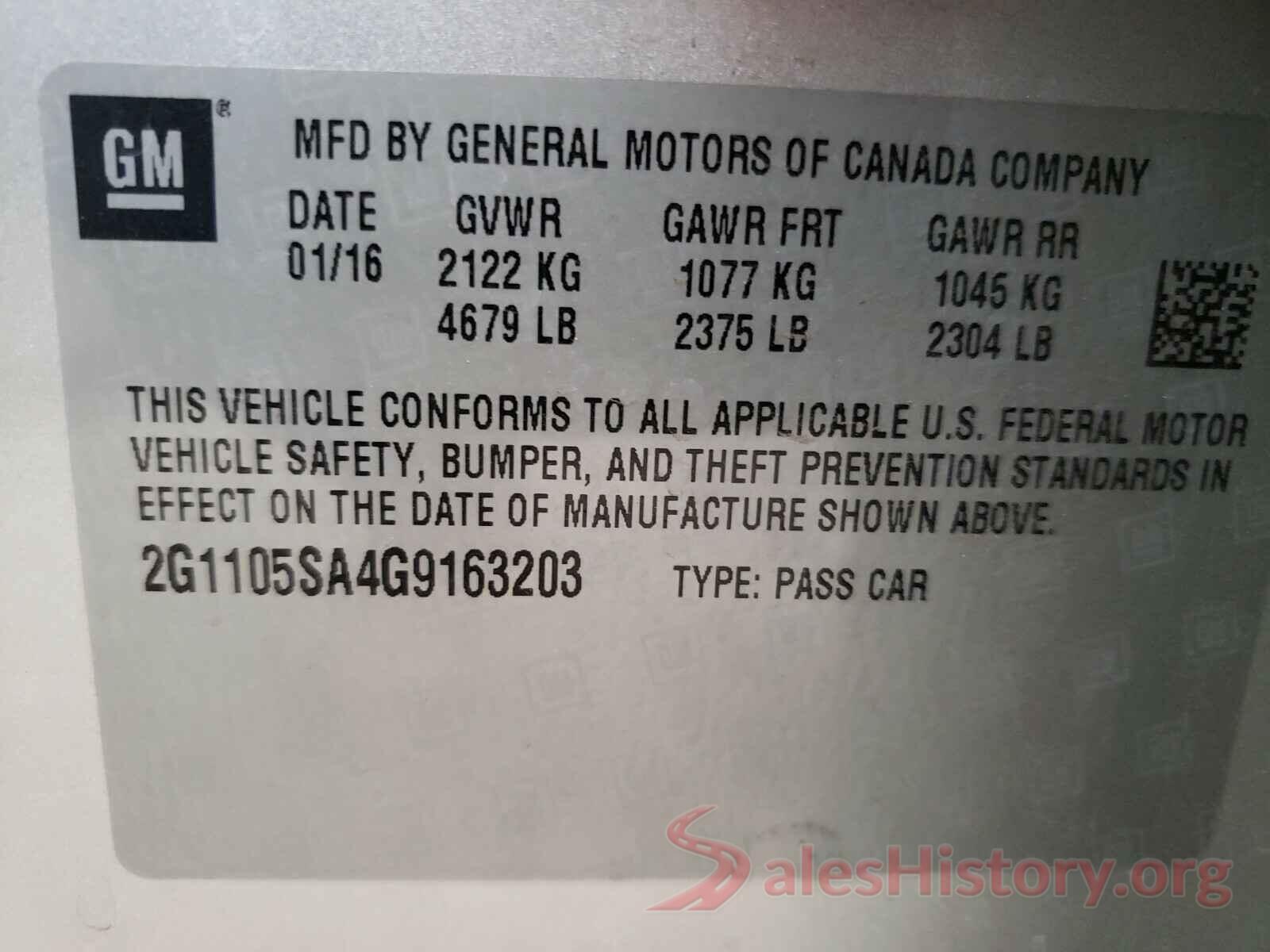 2G1105SA4G9163203 2016 CHEVROLET IMPALA