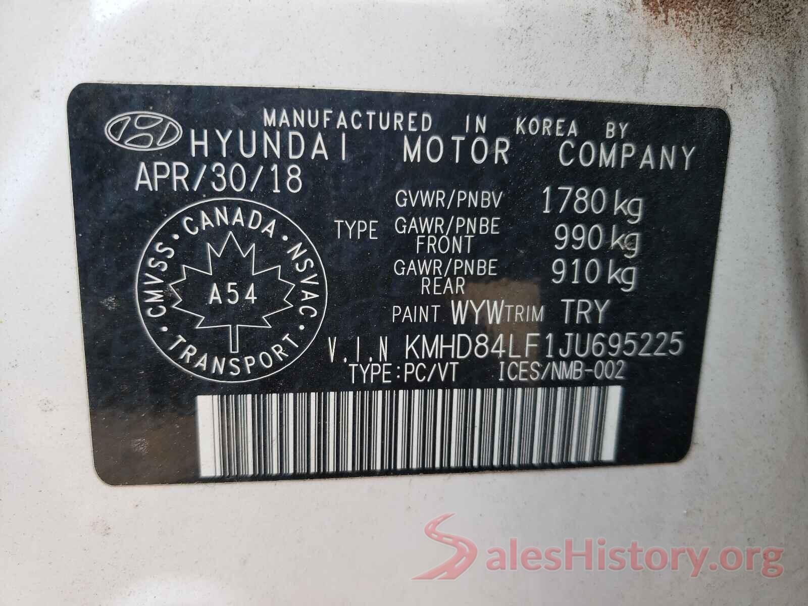 KMHD84LF1JU695225 2018 HYUNDAI ELANTRA