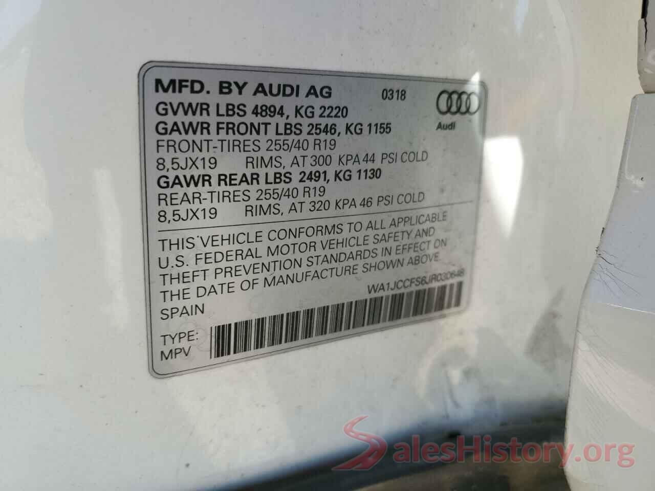 WA1JCCFS6JR030648 2018 AUDI Q3