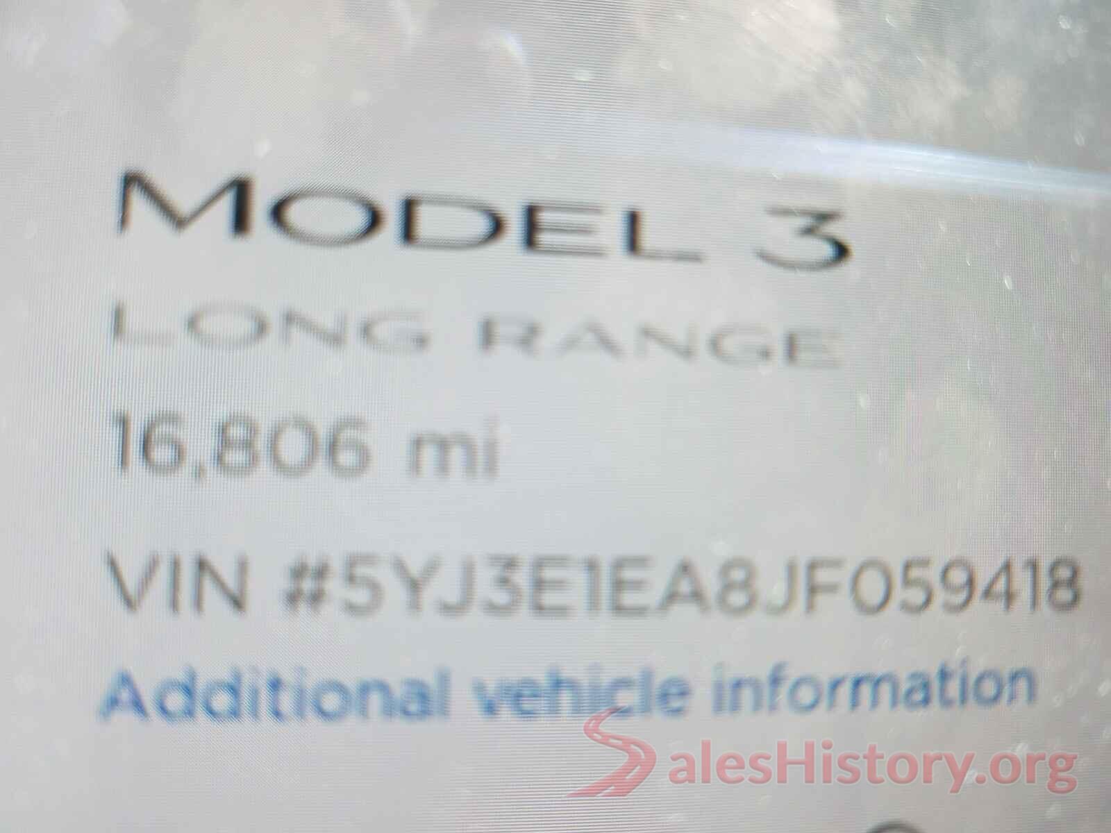 5YJ3E1EA8JF059418 2018 TESLA MODEL 3