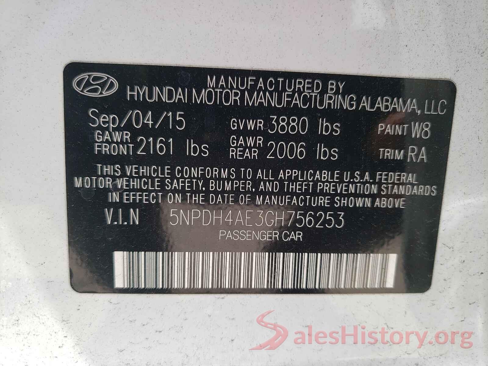 5NPDH4AE3GH756253 2016 HYUNDAI ELANTRA