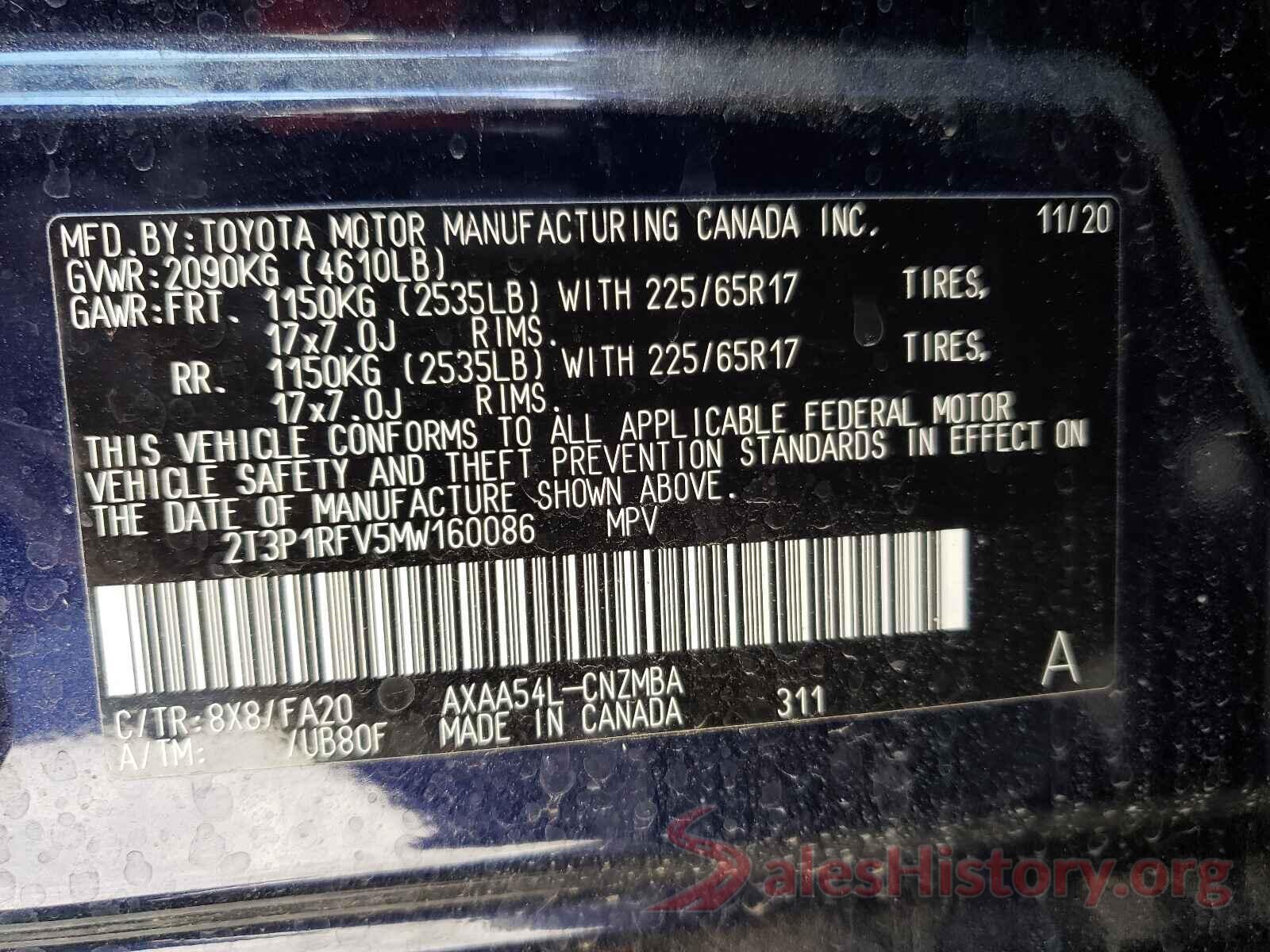 2T3P1RFV5MW160086 2021 TOYOTA RAV4