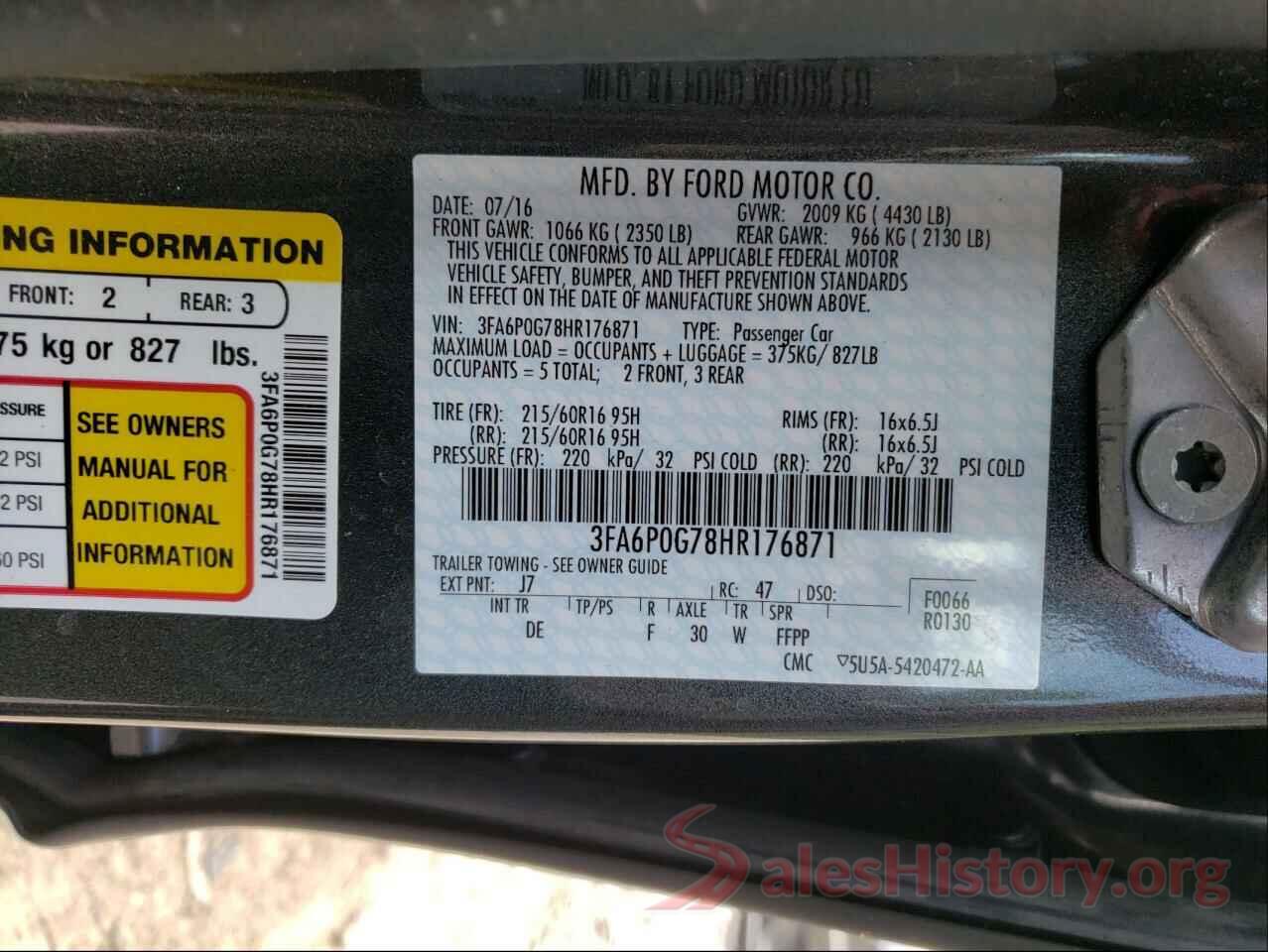 3FA6P0G78HR176871 2017 FORD FUSION