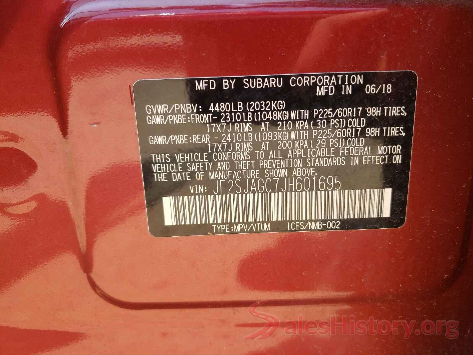 JF2SJAGC7JH601695 2018 SUBARU FORESTER