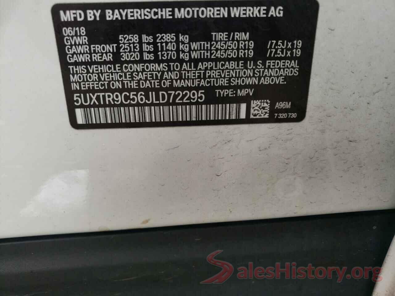 5UXTR9C56JLD72295 2018 BMW X3