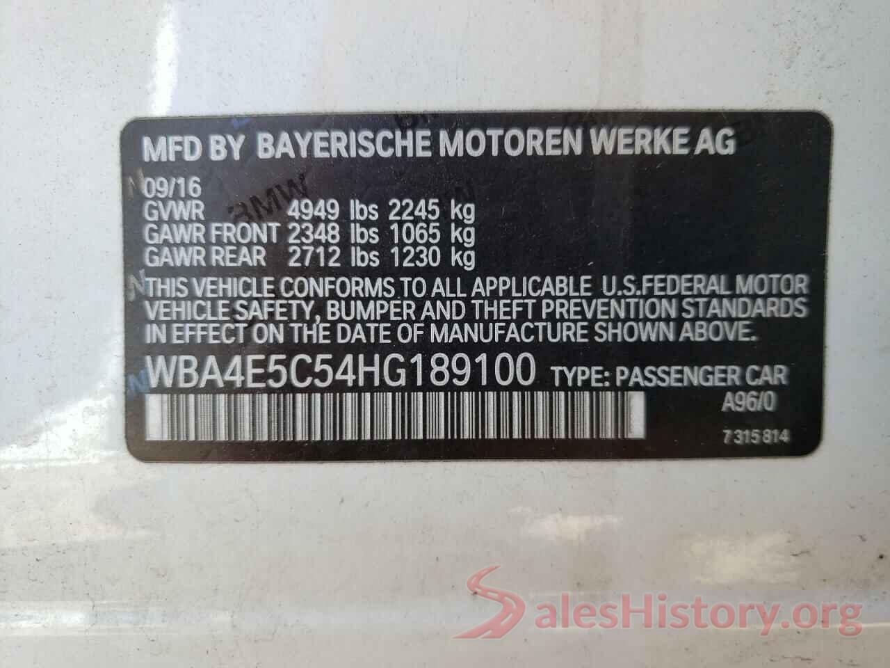 WBA4E5C54HG189100 2017 BMW 4 SERIES