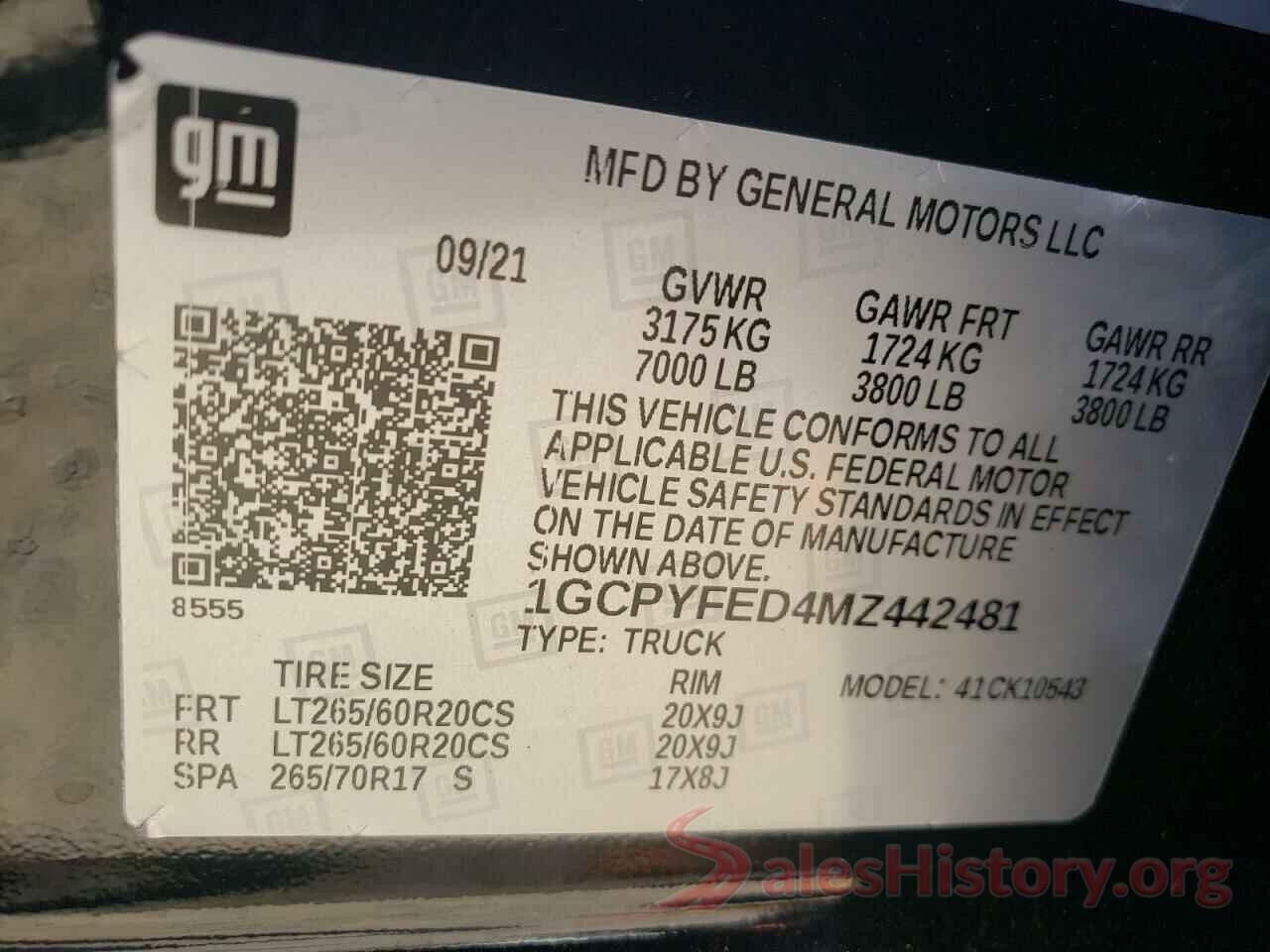 1GCPYFED4MZ442481 2021 CHEVROLET SILVERADO