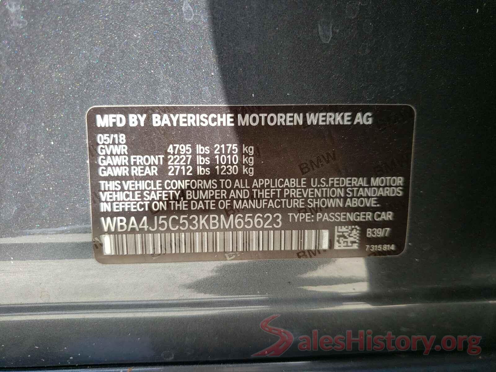 WBA4J5C53KBM65623 2019 BMW 4 SERIES