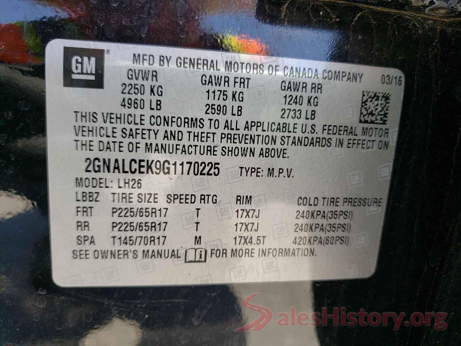 2GNALCEK9G1170225 2016 CHEVROLET EQUINOX