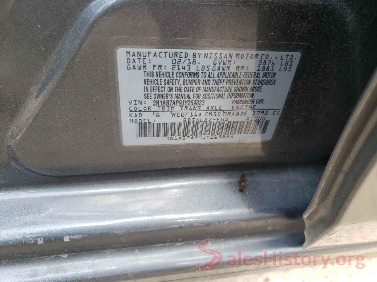 3N1AB7AP9JY269823 2018 NISSAN SENTRA