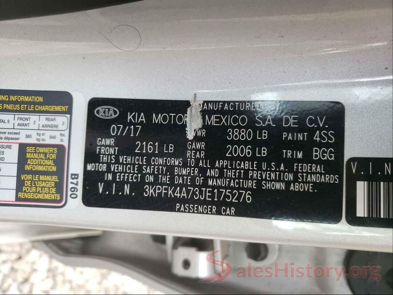 3KPFK4A73JE175276 2018 KIA FORTE