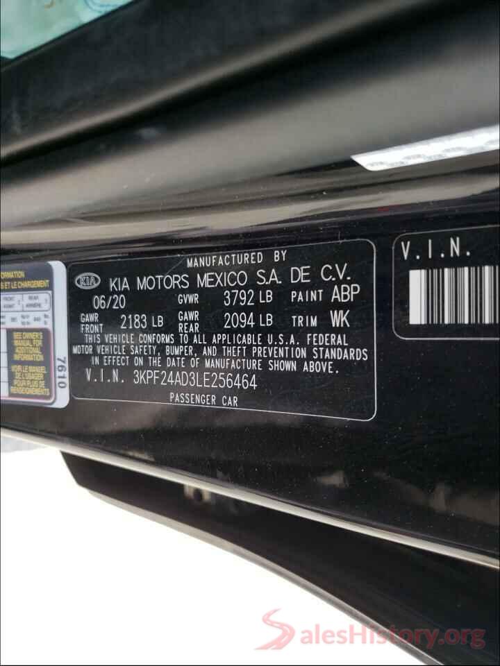 3KPF24AD3LE256464 2020 KIA FORTE