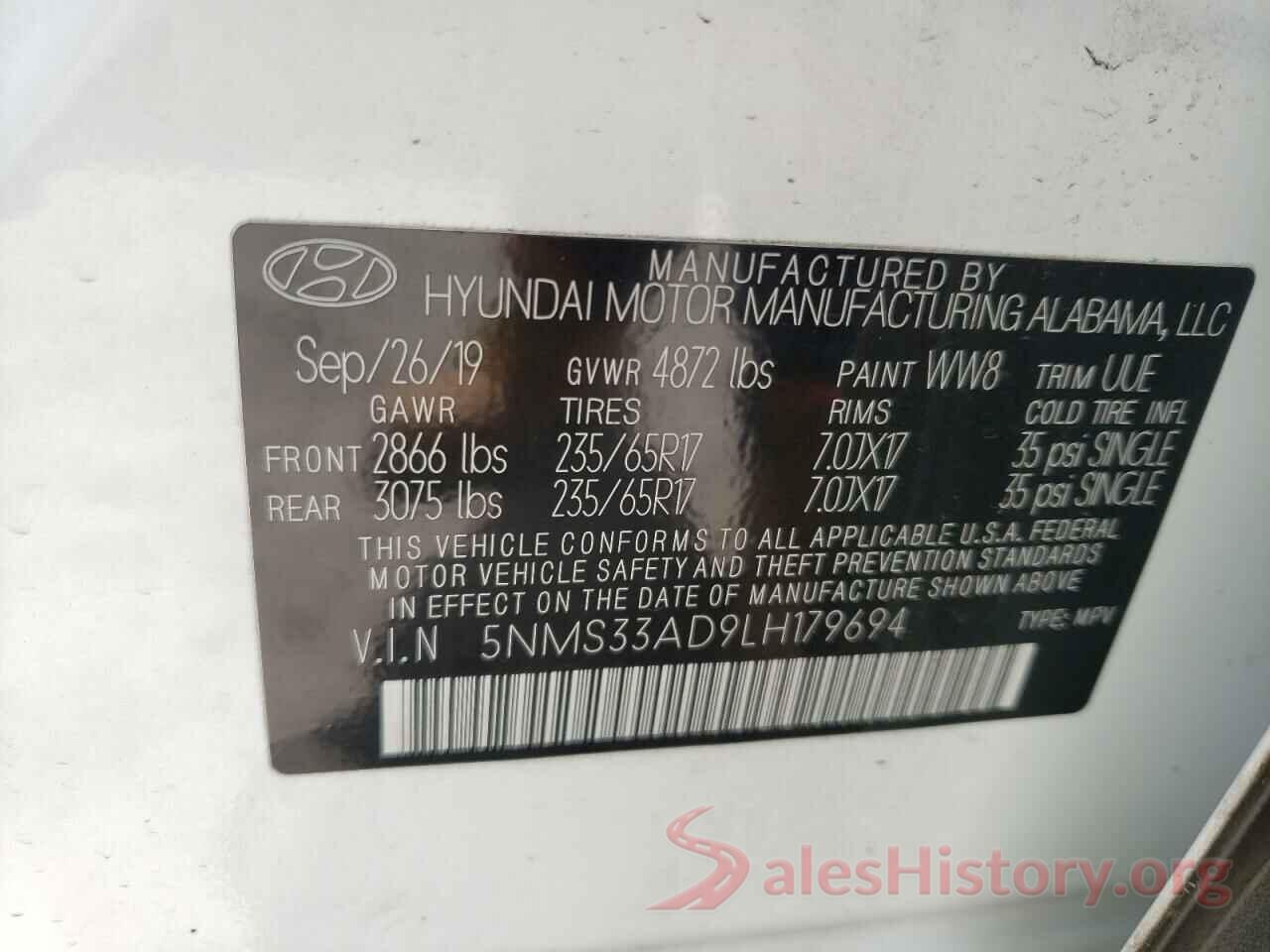 5NMS33AD9LH179694 2020 HYUNDAI SANTA FE