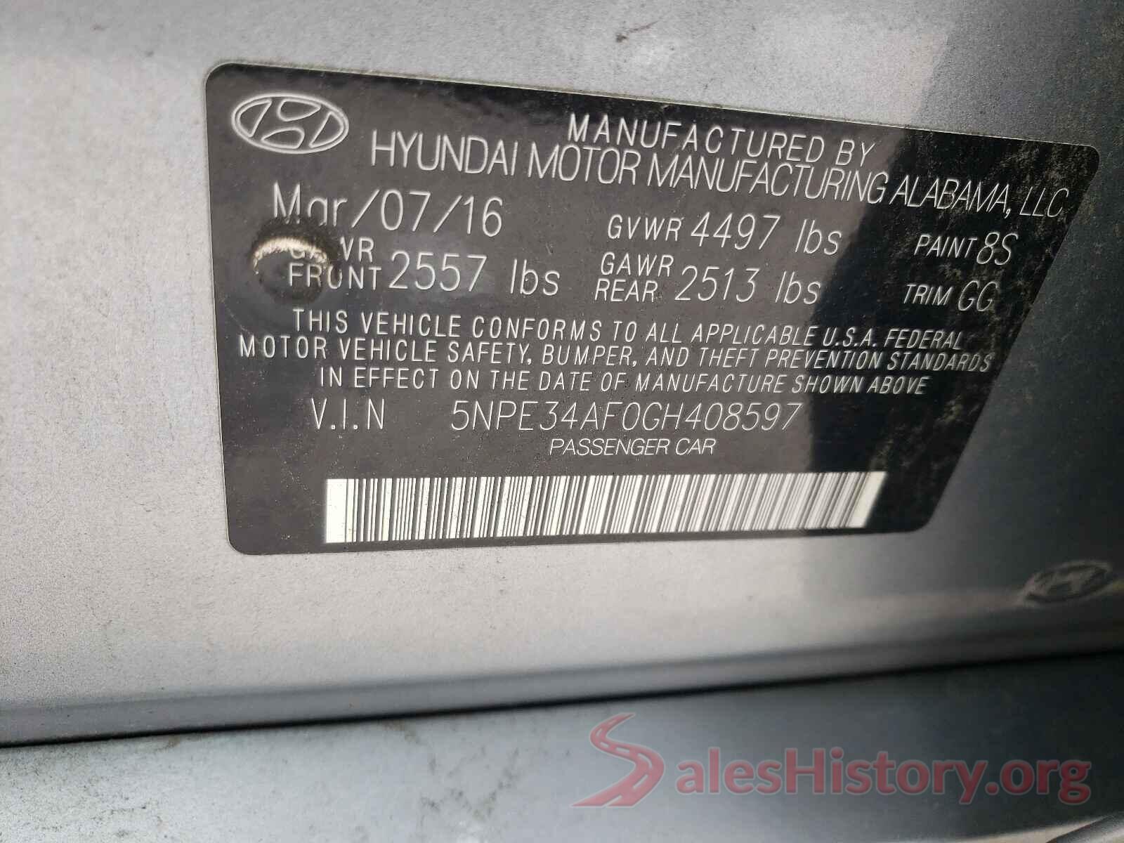 5NPE34AF0GH408597 2016 HYUNDAI SONATA