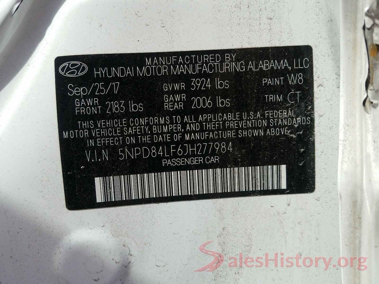 5NPD84LF6JH277984 2018 HYUNDAI ELANTRA