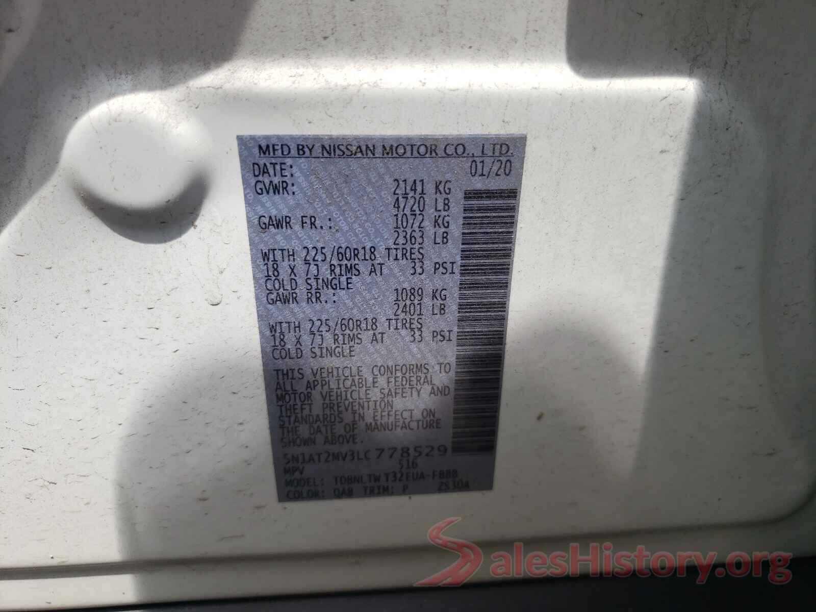 5N1AT2MV3LC778529 2020 NISSAN ROGUE