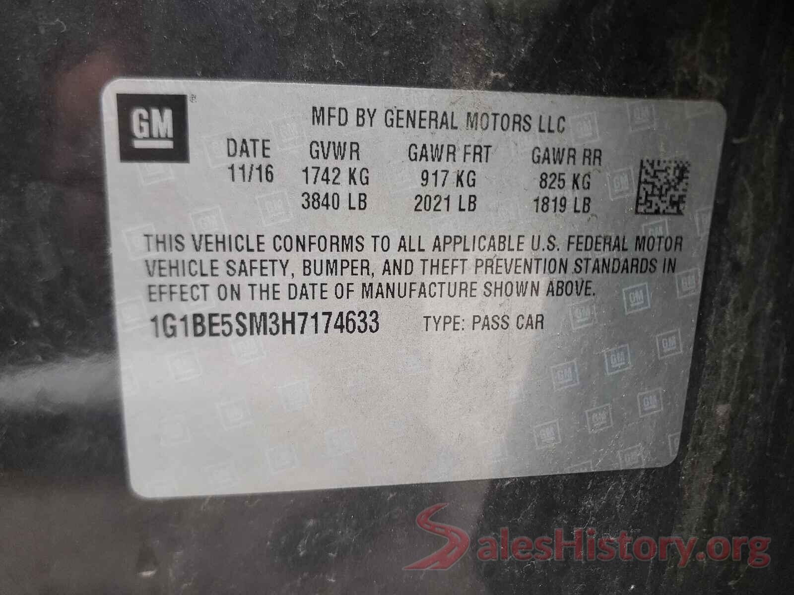 1G1BE5SM3H7174633 2017 CHEVROLET CRUZE