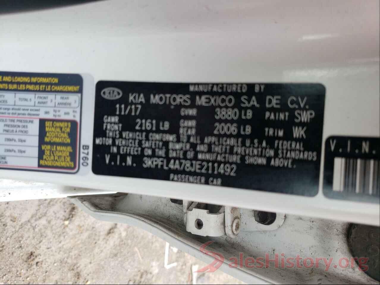 3KPFL4A78JE211492 2018 KIA FORTE