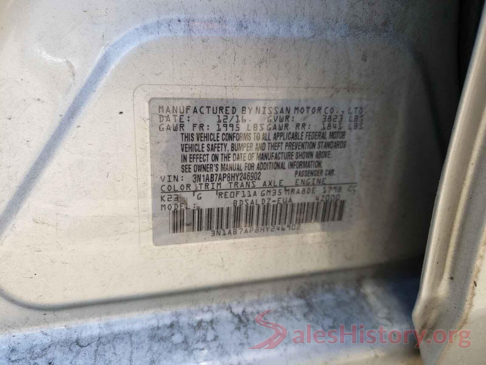 3N1AB7AP8HY246902 2017 NISSAN SENTRA