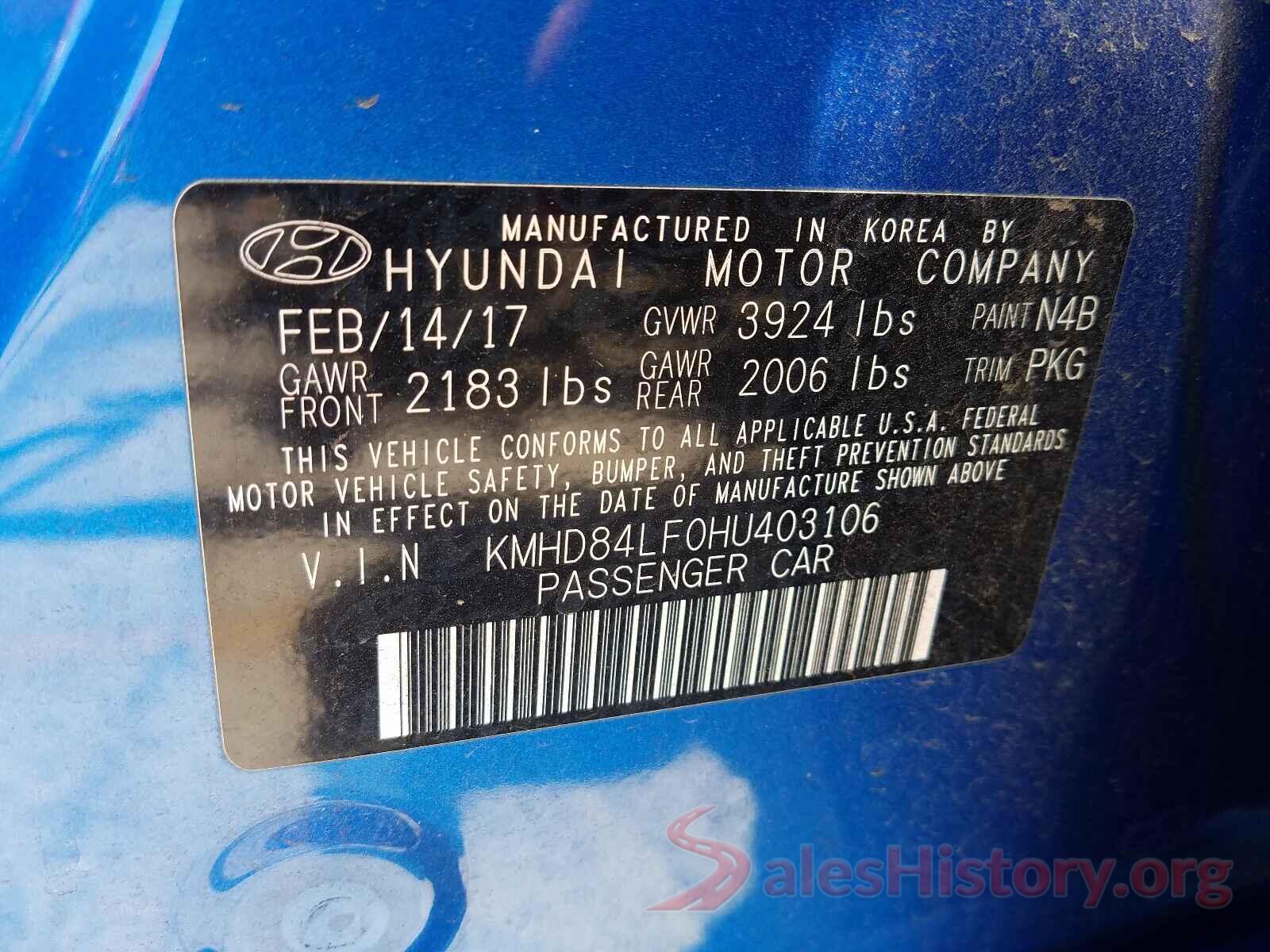 KMHD84LF0HU403106 2017 HYUNDAI ELANTRA