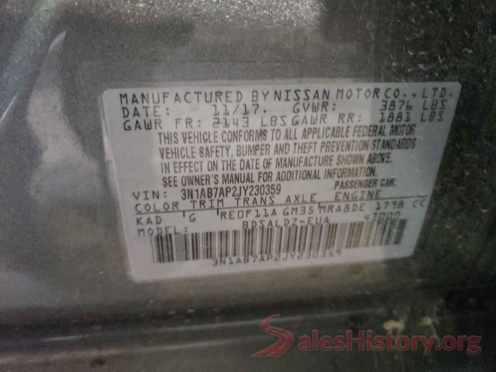 3N1AB7AP2JY230359 2018 NISSAN SENTRA