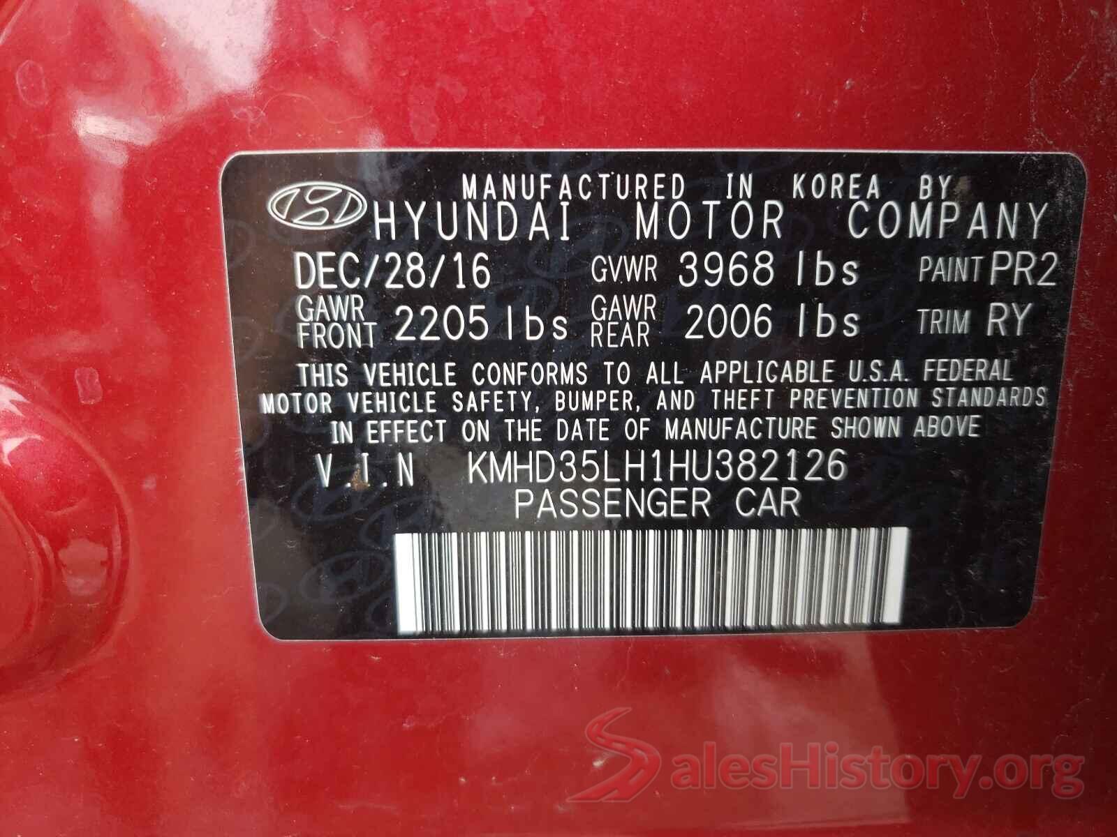 KMHD35LH1HU382126 2017 HYUNDAI ELANTRA