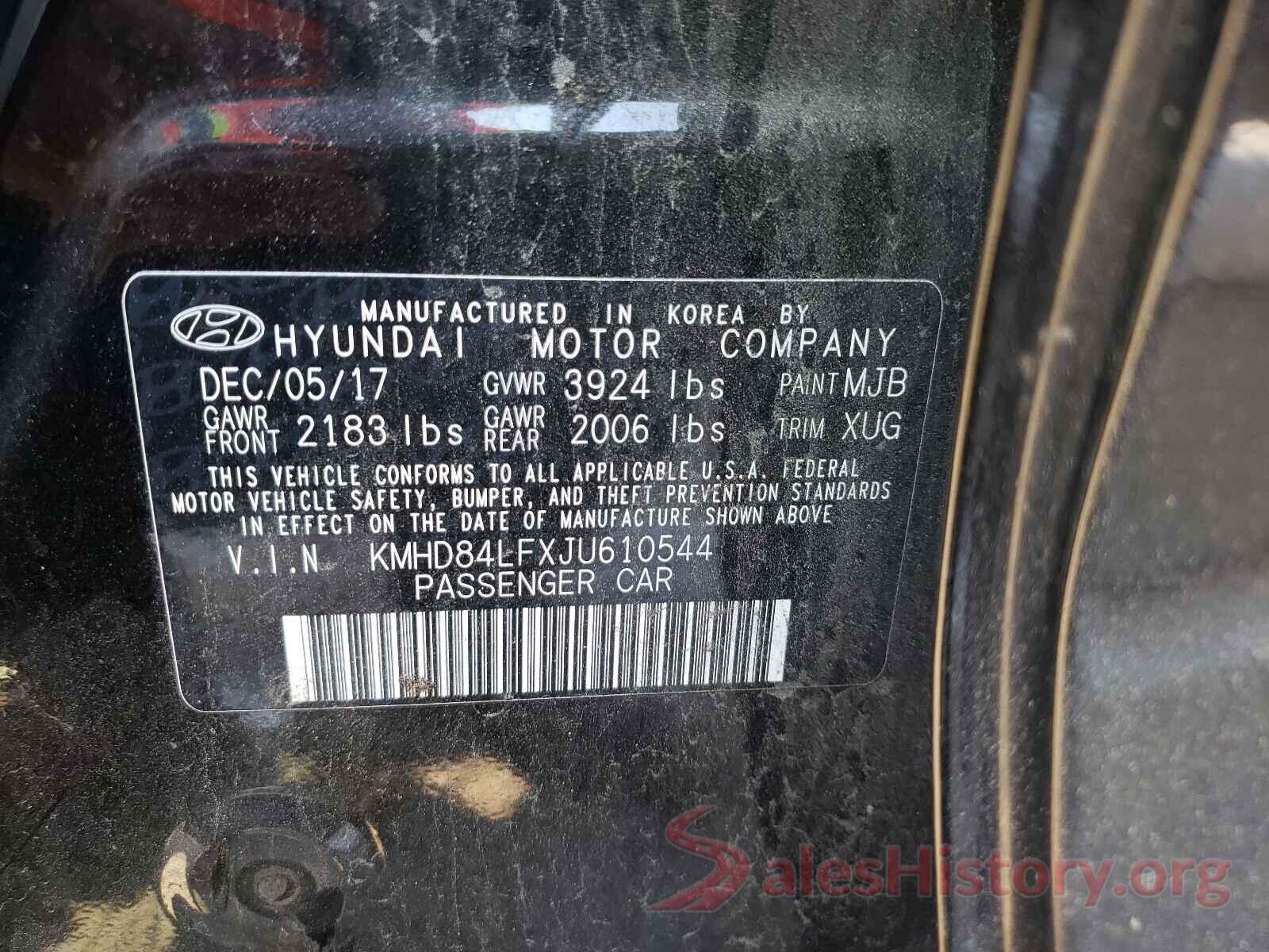 KMHD84LFXJU610544 2018 HYUNDAI ELANTRA