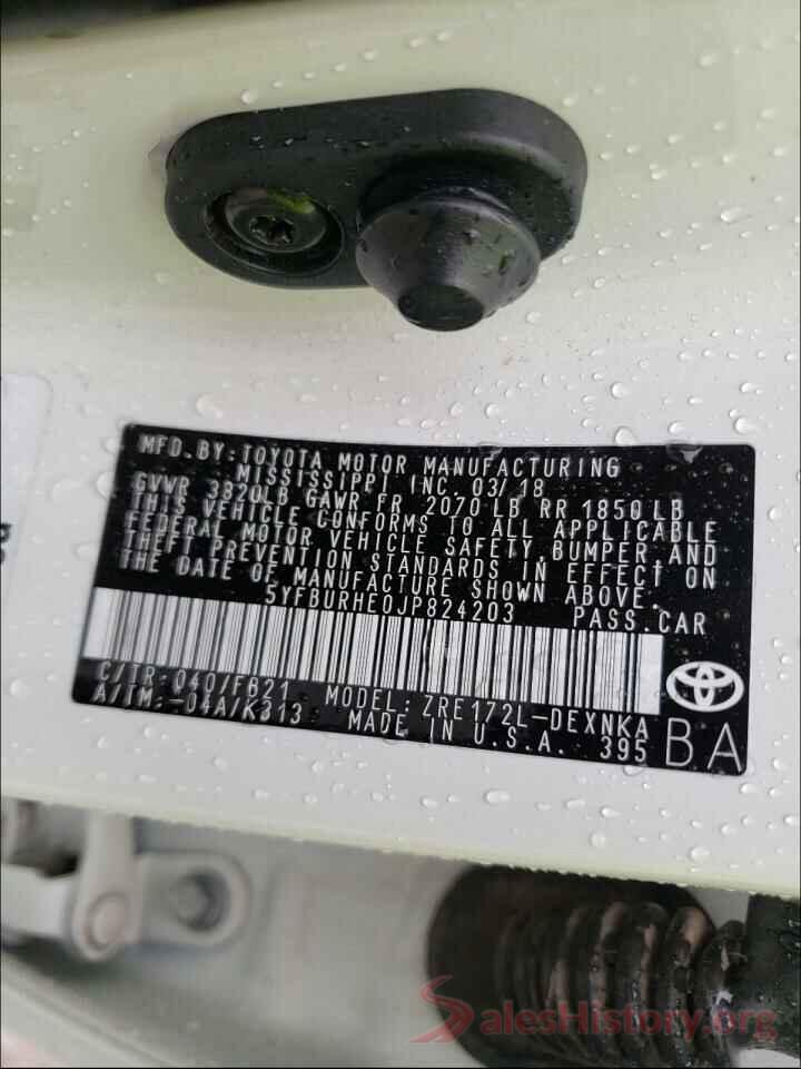 5YFBURHE0JP824203 2018 TOYOTA COROLLA