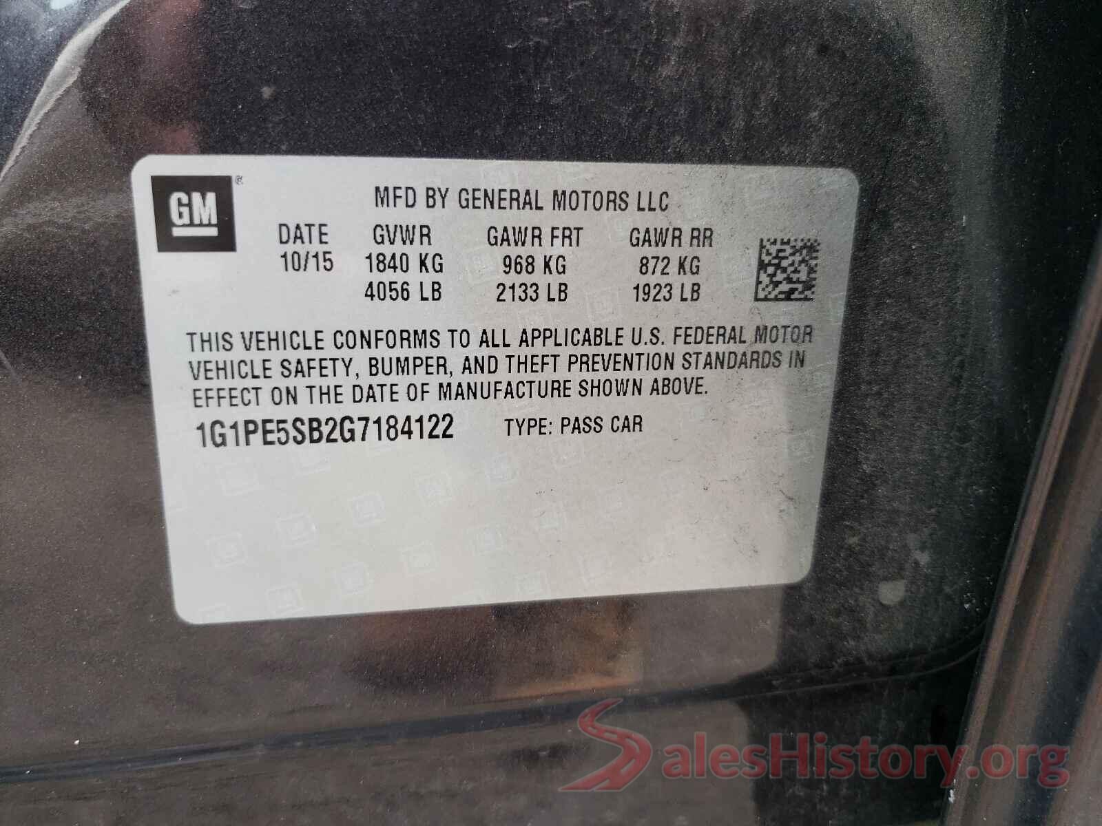 1G1PE5SB2G7184122 2016 CHEVROLET CRUZE